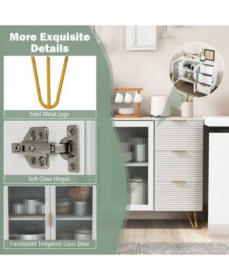 Modern Sideboard Buffet Cabinet with 2 Doors and 3 Drawers for Living Room Dining Room