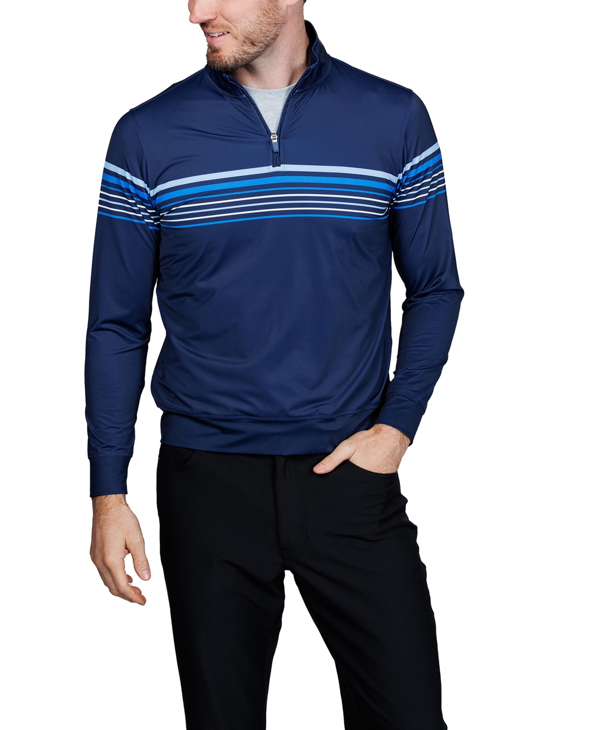 Tailorbyrd Engineered Stripe Performance Quarter Zip