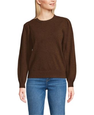 Women's Cashmere Puff Sleeve Crew Neck Sweater