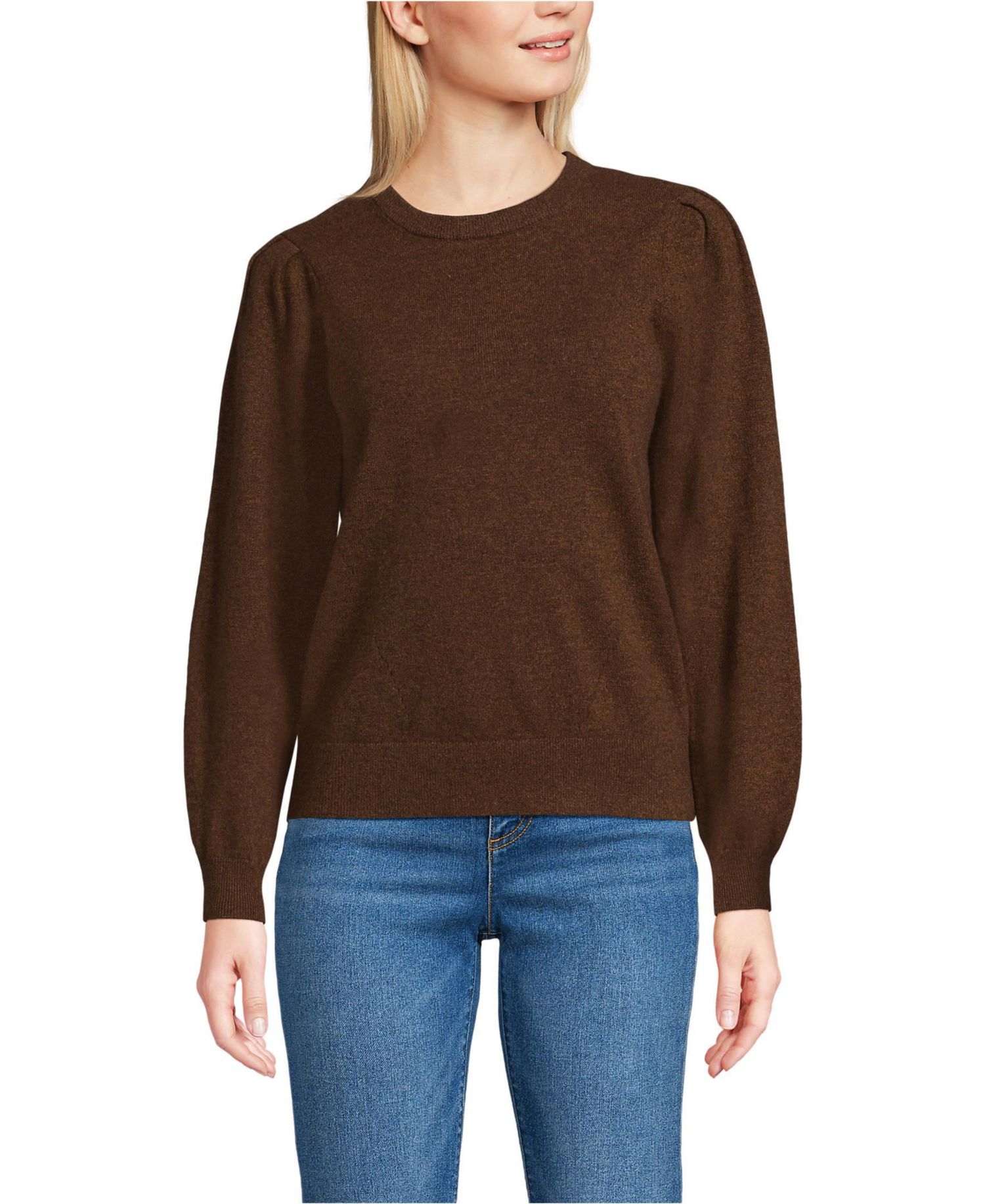 Women's Cashmere Puff Sleeve Crew Neck Sweater