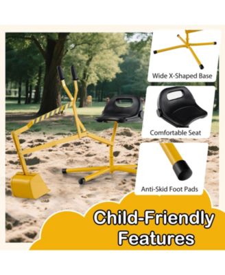Kids Ride on Sand Digger w/ 360&deg; Rotatable Seat Flexible Shovel for Dirt Snow
