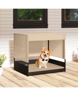 Elevated Wicker Dog House for Small to Medium Breeds