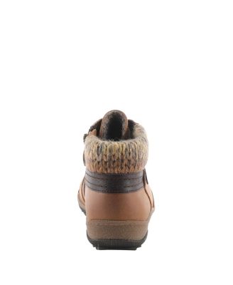 Clifton Lace-Up Booties with Sweater Cuff and Shock-Absorbing Sole