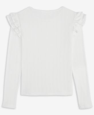 Little & Big Girls Ruffle Sleeve Pointelle Top, Macy's Exclusive