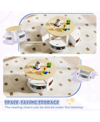 5 Piece Kids Play Table and Chairs Set Round Nesting Table Toddler Furniture
