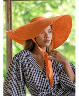 Lola Wide Brim Jute Straw Hat In Orange