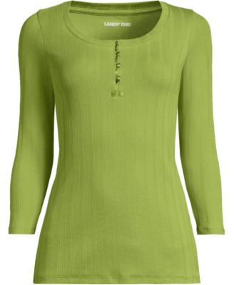 Women's 3/4 Sleeve Variegated Micro Rib Henley