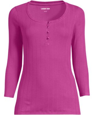 Women's 3/4 Sleeve Variegated Micro Rib Henley