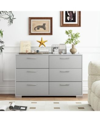 6 Drawer Storage Cabinet with Metal Legs Handles with Anti-Toppling Devices