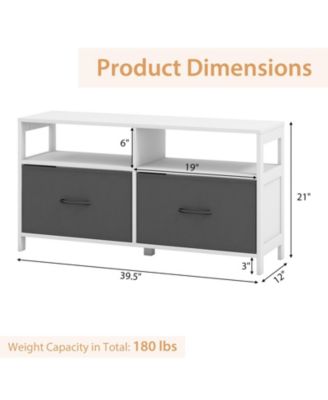 Fabric Chest of Drawers with 2 Drawers and 2 Open Shelves