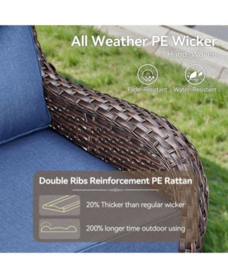 Crescent Outdoor 2-Person Wicker Glider Patio Swivel Chairs with Olefin 6 in. Thick Cushions