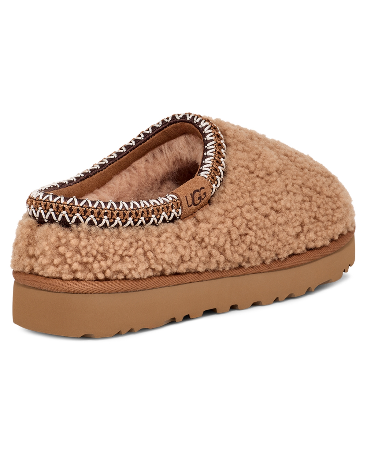 Ugg Camel Eco Fut Tasman Maxi Curly Slippers In Animal Print