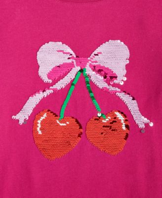 Girls' 5-20 Sequin Detail Cherry Print Long-Sleeve T-Shirt, Macy's Exclusive