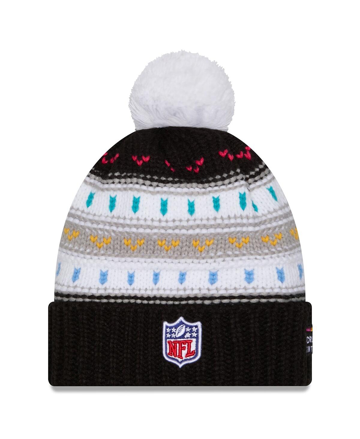 New Era Women's Black San Francisco 49ers 2025 Nfl Crucial Catch Cuffed Knit With Pom Hat In Black