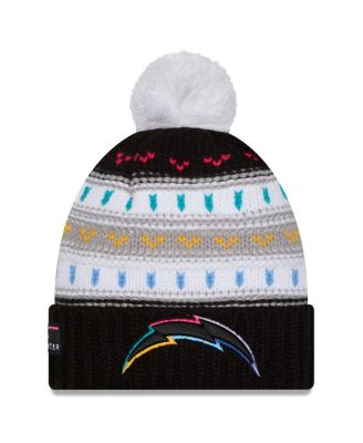 New Era - Women's Black Los Angeles Chargers 2025 NFL Crucial Catch Cuffed Knit with Pom Hat