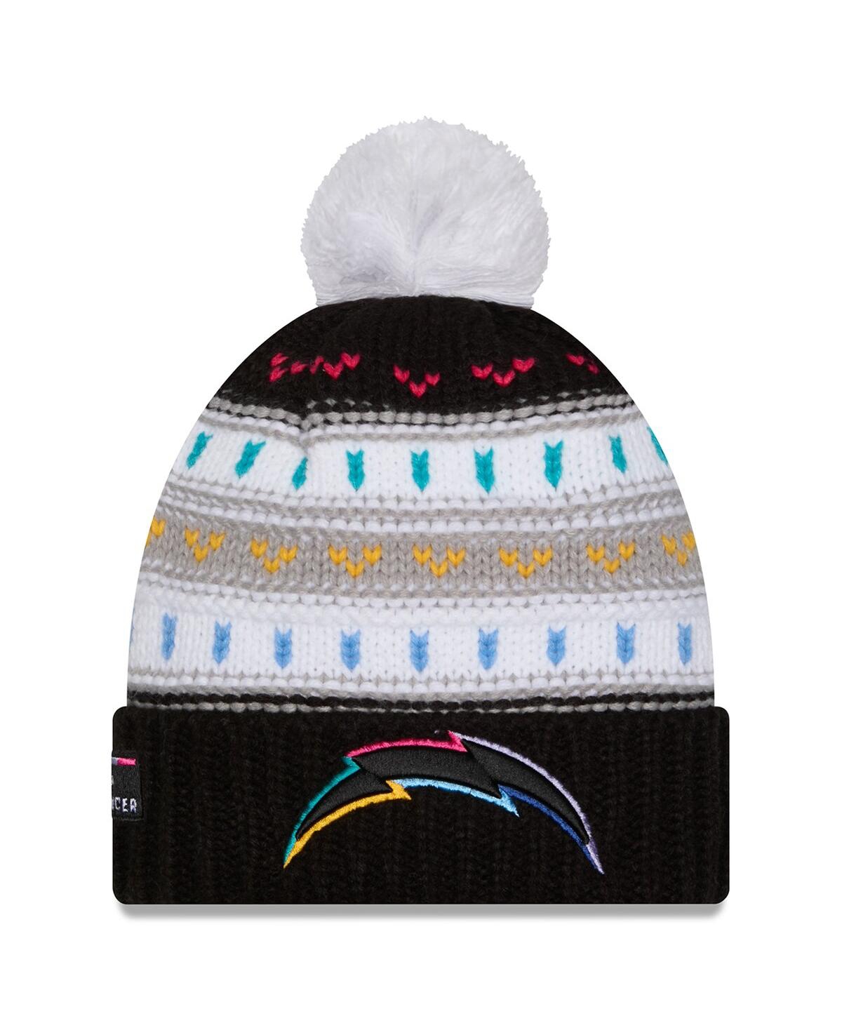 New Era Women's Black Los Angeles Chargers 2025 Nfl Crucial Catch Cuffed Knit with Pom Hat