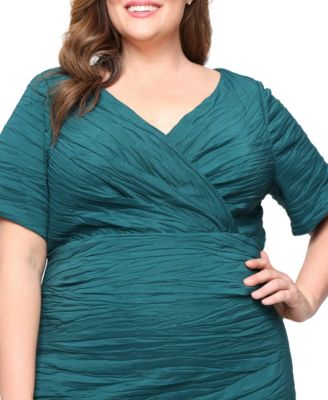Plus Size Long Crinkle Stretch Taffeta Dress
