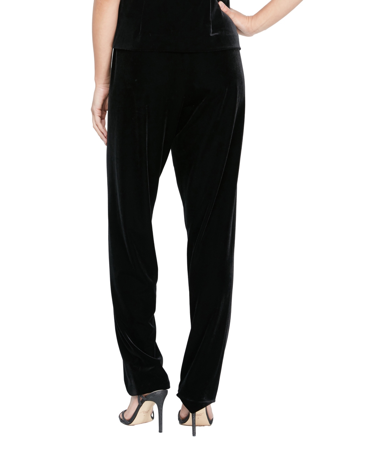 Alex Evenings Petite Velvet Slim Pants In Black