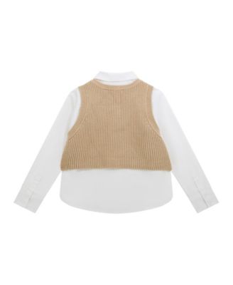 Girls' 7-16 Poplin Shirt with Sweater Vest