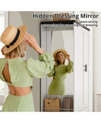 2-Door Engineered Wood Wardrobe with Mirror, Drawers & Shelves