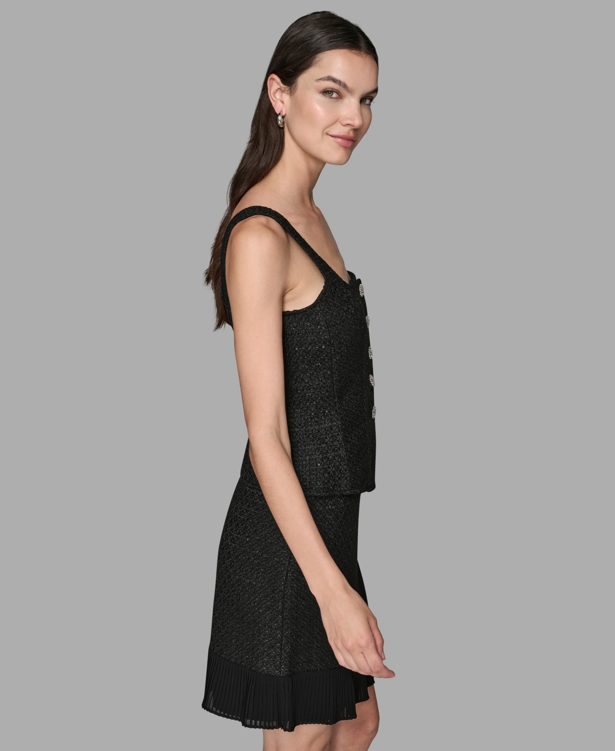 Karl Lagerfeld Women's Novelty Button-detail Top In Black