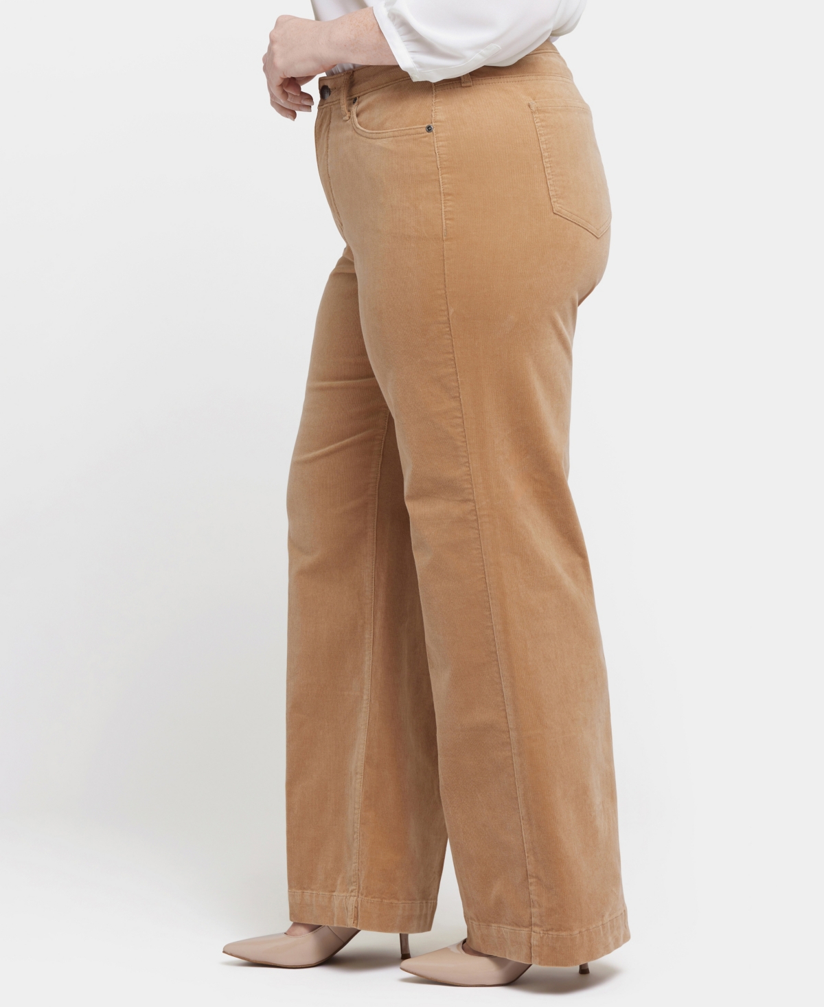 Nydj Plus Size Corduroy Teresa Wide Leg Pants In Brown