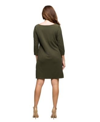 Women's Three Quarter Sleeve A Line Knee Length Dress