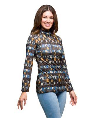 Women's Mock Neck Long Sleeve Printed Top