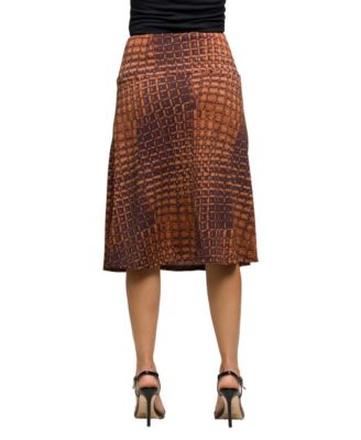Women's Brown Geometric Print Knee Length Skirt