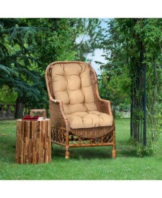 Outdoor 42"x 20" x5" Tufted Back Cushions Patio Replacement Chair Cushion with Ties, Water and Fade Resistant for All Weather, Set of 2