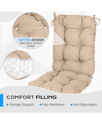 Outdoor Tufted Water & Fade-Resistant Patio Chair Back Cushions with Ties, Set of 2, 42" x 20" x 5"