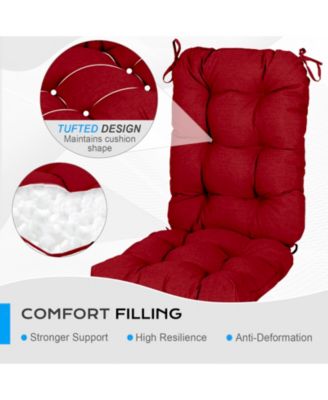 Outdoor 42"x 20" x5" Tufted Back Cushions Patio Replacement Chair Cushion with Ties, Water and Fade Resistant for All Weather, Set of 2