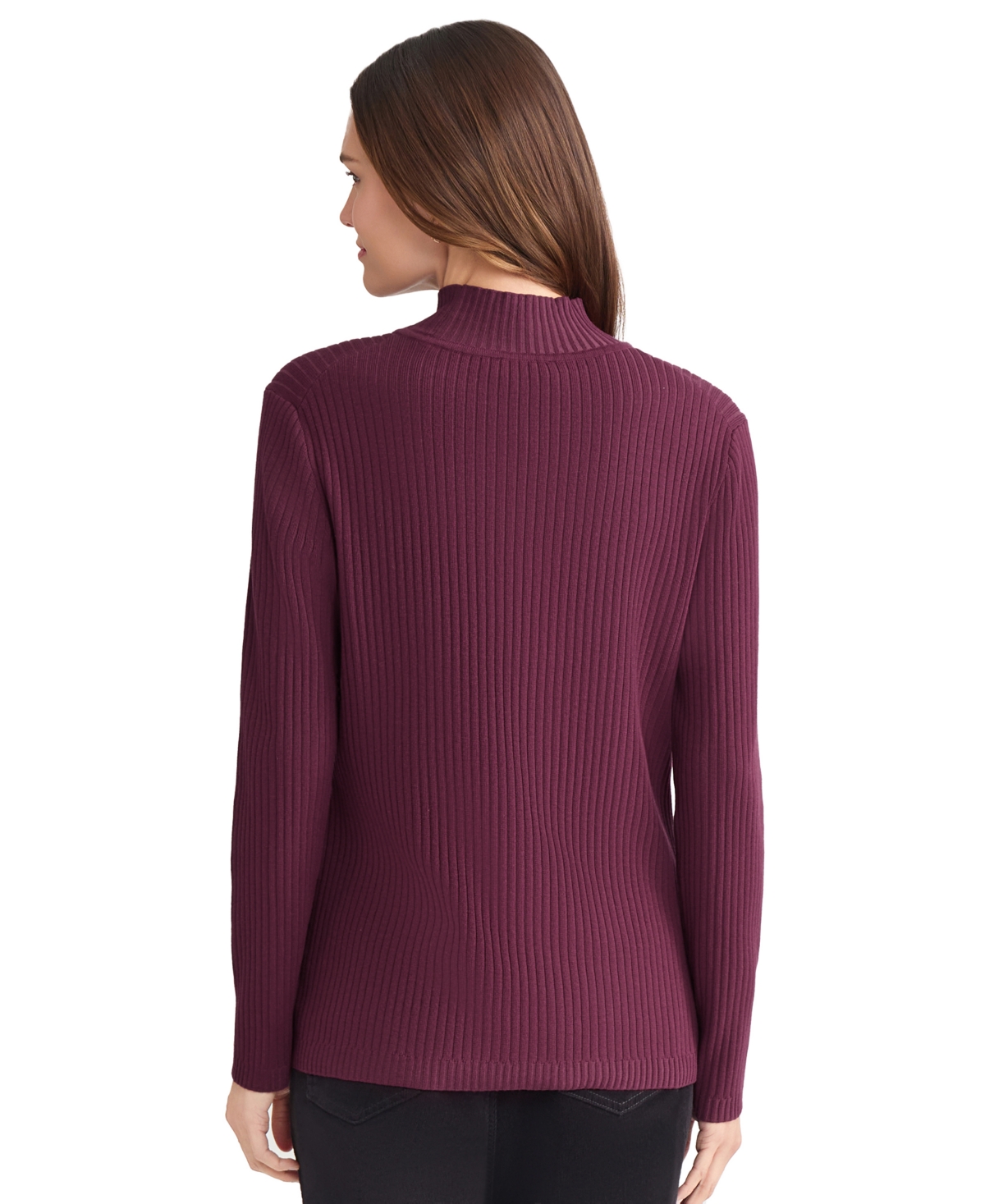 Jones New York Petite Sutton Mock Neck Sweater In Burgundy