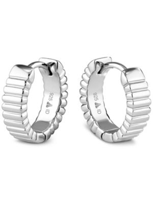 Ribbed Hoop Earrings in Rhodium Plated Sterling