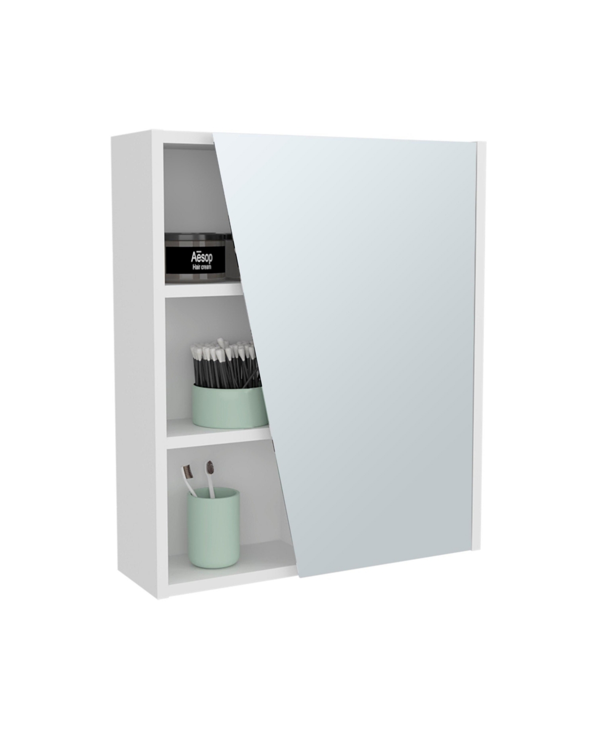 Depot E-Shop Piney Medicine Cabinet, 1 Door, 5 Shelves, 1 Mirror, White
