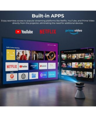 Projector with WiFi & Bluetooth - 800 ANSI Lumens Home Theater, Officially Licensed Netflix/Prime Video/YouTube,  HDMI/USB