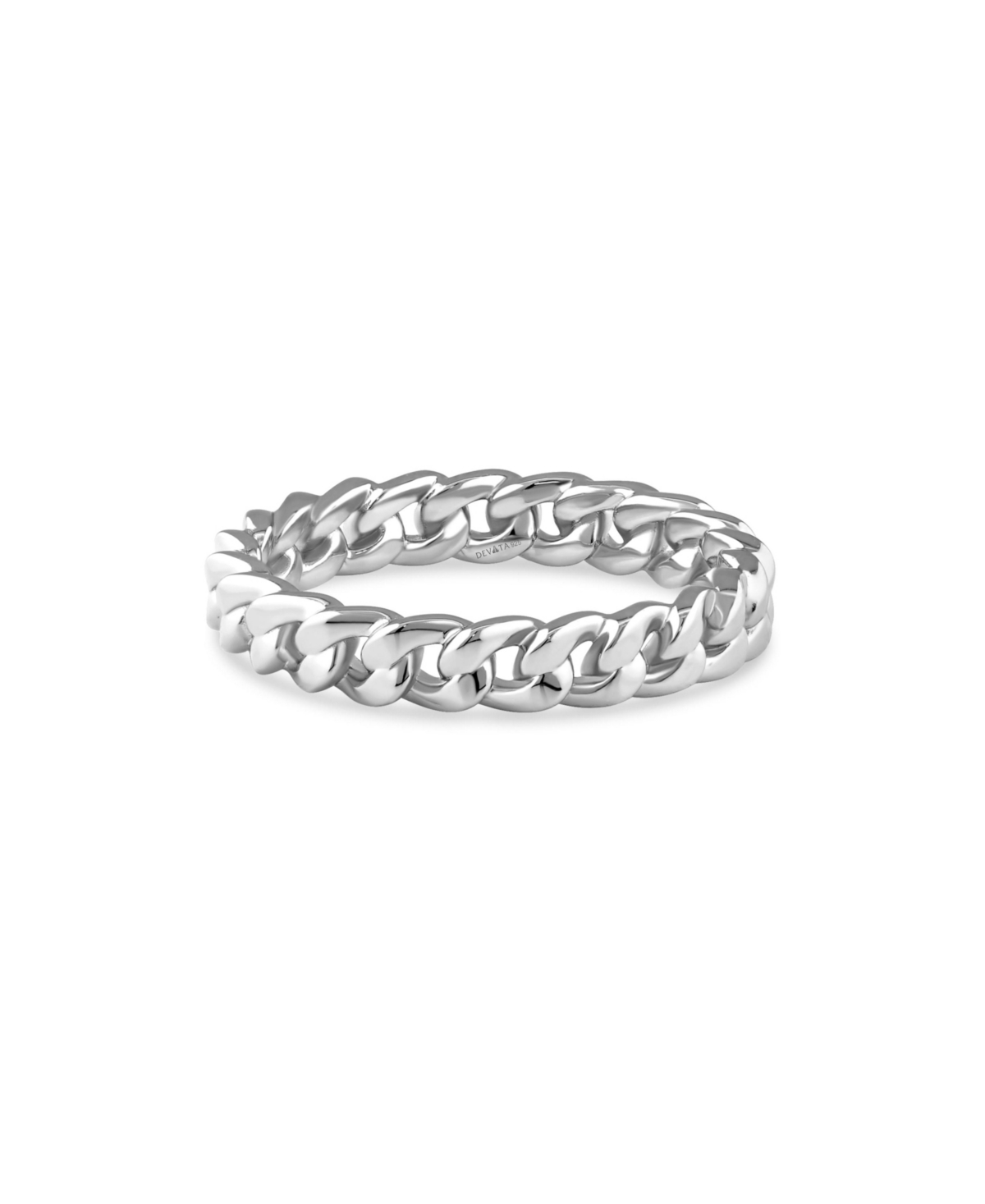 Devata Cuban Link Ring in Rhodium Plated Sterling Silver