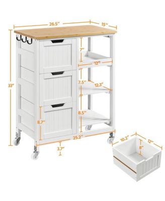 33" Rolling Kitchen Storage Serving Cart