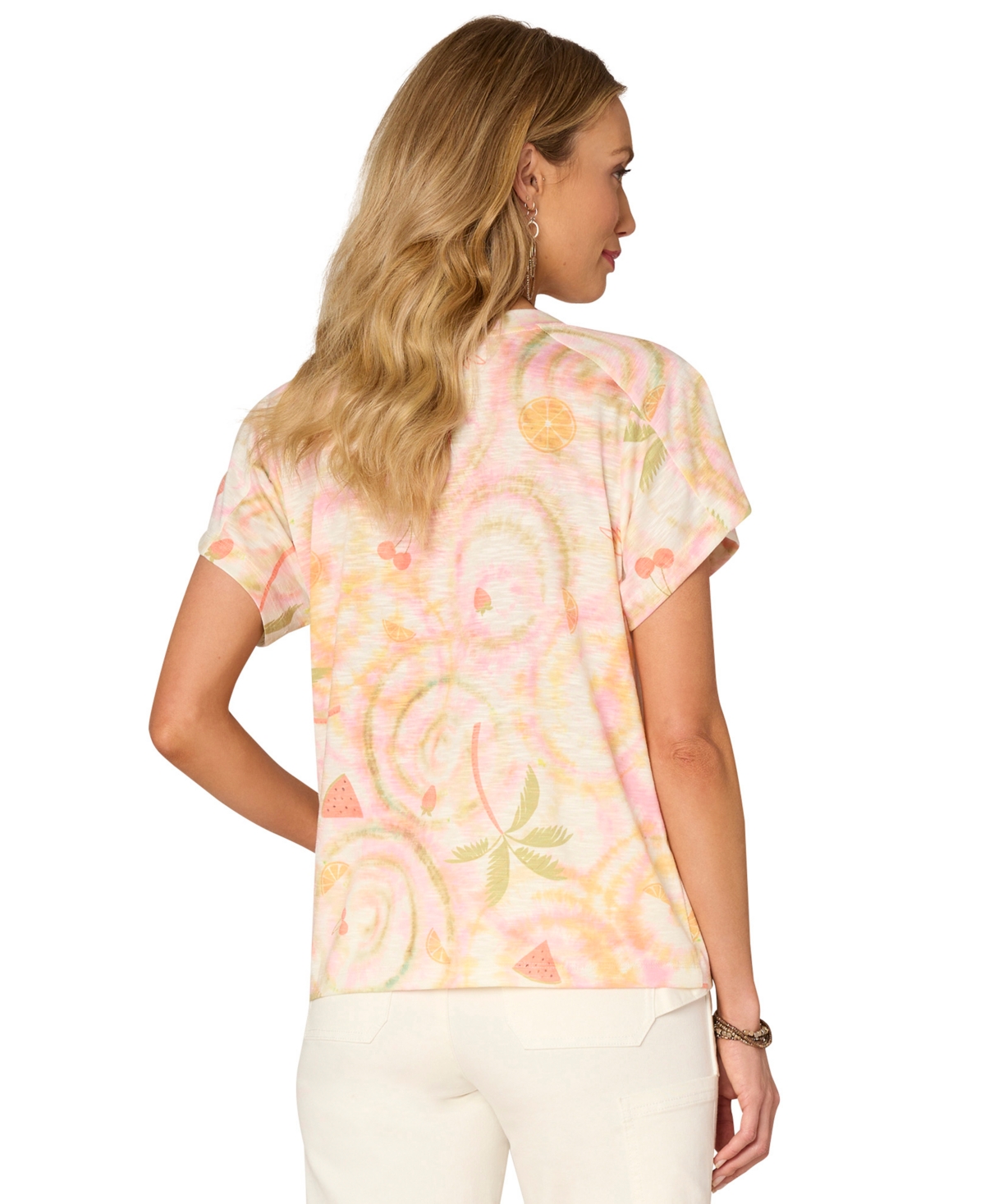 Democracy Women's Petite Short Sleeve Top In Multi