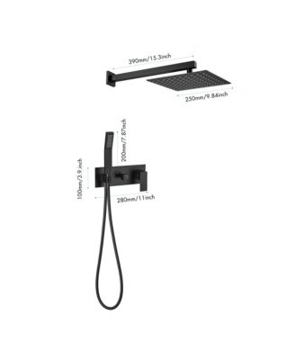 Brass Matte Black Shower Faucet Set Shower System 10 Inch Rainfall Shower Head with Handheld Sprayer Bathroom Luxury Rain Mixer Combo Set