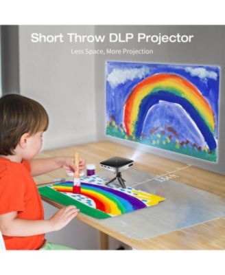 WiFi Bluetooth Mini Projector - 1080P Support Projector with Tripod, Outdoor Portable Rechargeable Battery Short Throw for iPhone/Android