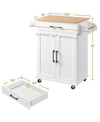 35” H Rolling Kitchen Island Cart with Spice Rack