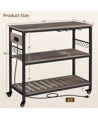 36.5” H Kitchen Island Cart with Charge Station