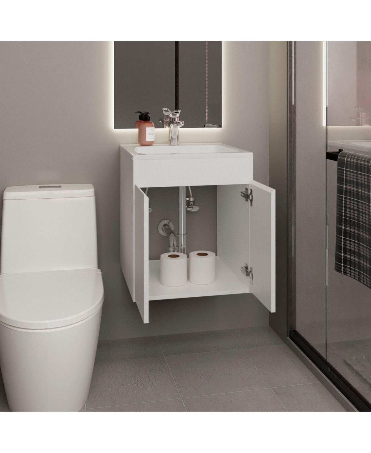 Depot E-Shop Rayle Bathroom Vanity, 2 Doors, White