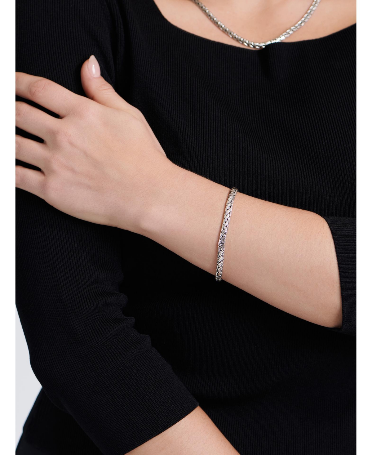 Devata Paddy Oval 5mm Chain Bracelet in Sterling Silver, X-Large 8.5 in