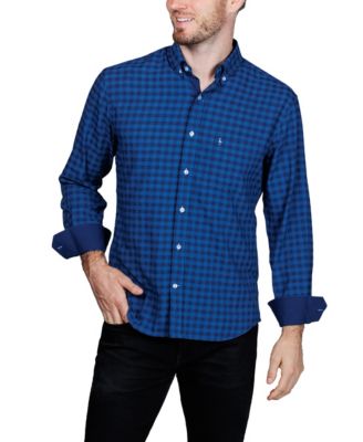 Men's Gingham Printed Performance Long Sleeve Shirt