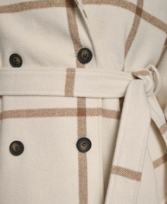 Plus Size Belted Notch Collar Coat