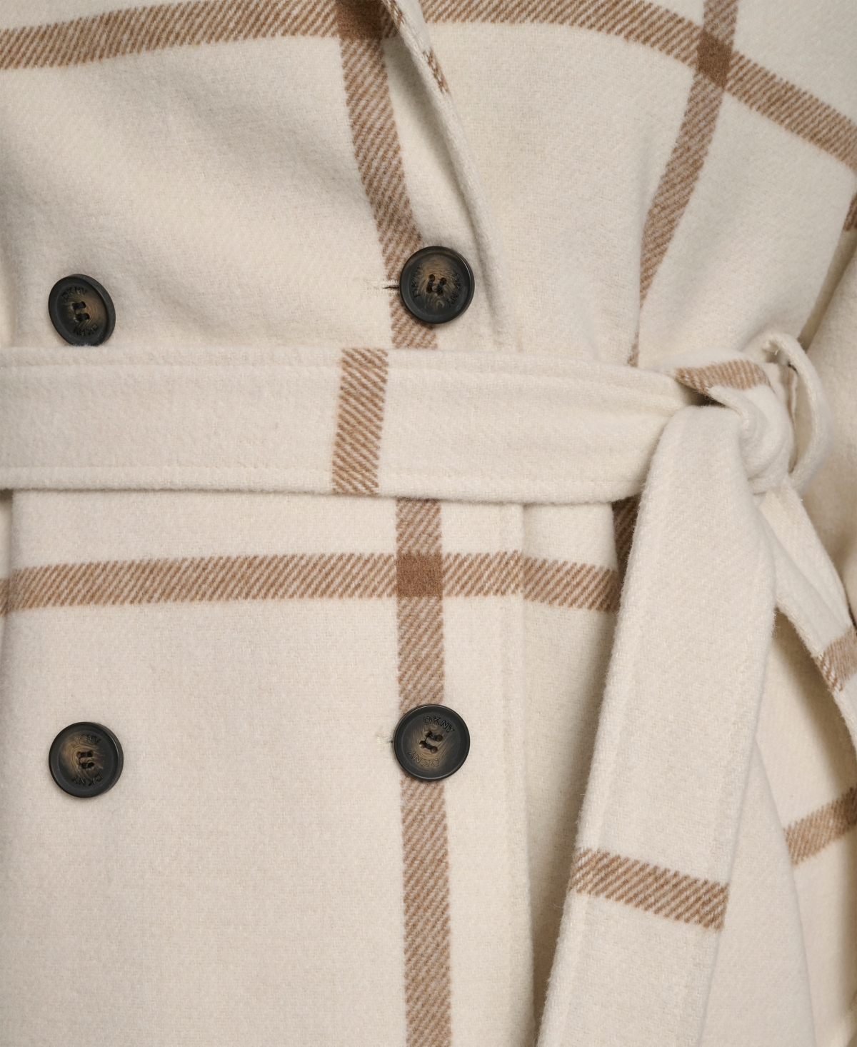 Dkny Plus Size Belted Notch Collar Coat In Neutral