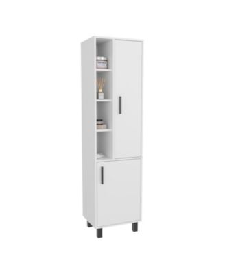 Nicut Storage Cabinet, 2 Doors, 9 Shelves, 4 Legs, White