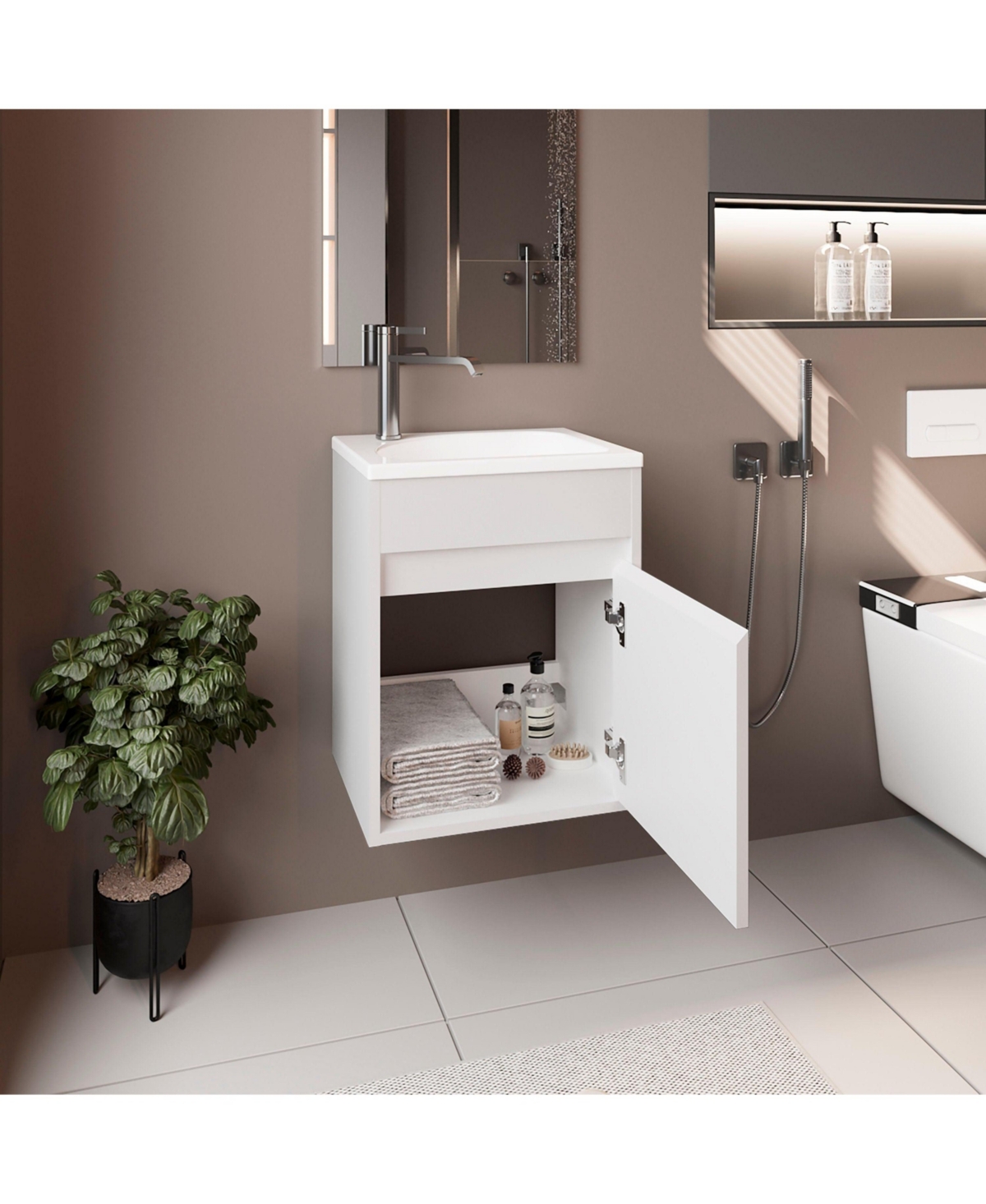 Depot E-Shop Chisana Bathroom Vanity, 1 Door, White